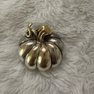 Vintage Sign BEST Silver & Gold Tone Pendant & Pin Fall Pumpkin Pin Slide 1.5"